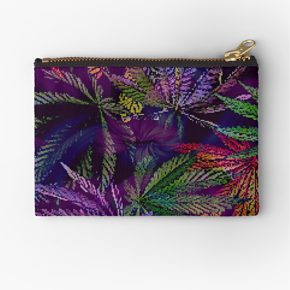 Psychedelic Marijuana Cannabis Leaves Zipper Pouch