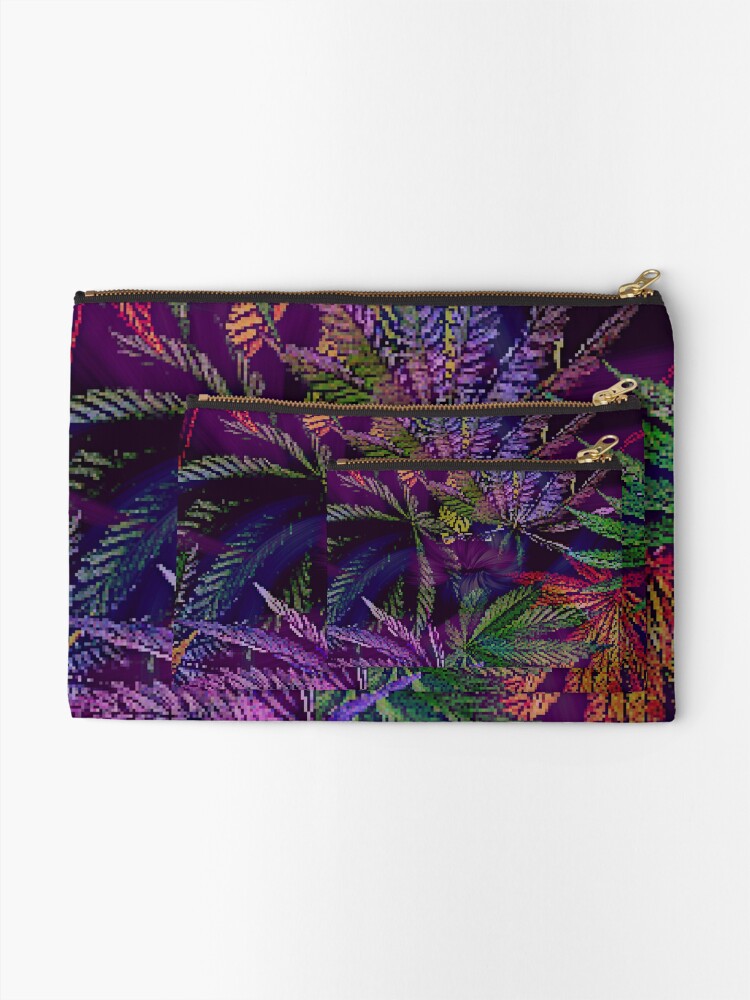 Alternate view of Psychedelic Marijuana Cannabis Leaves Zipper Pouch