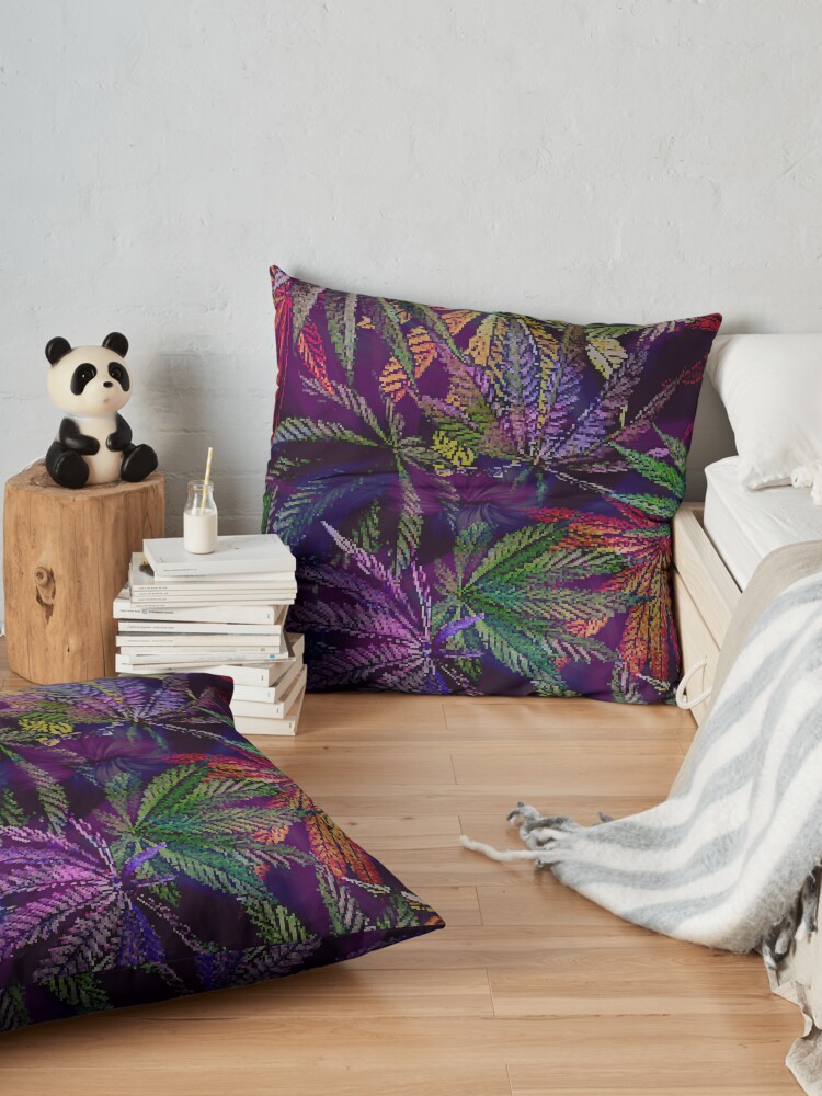 Alternate view of Psychedelic Marijuana Cannabis Leaves Floor Pillow
