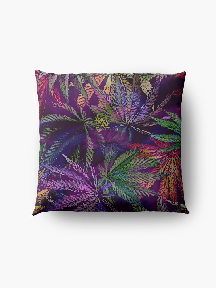 Alternate view of Psychedelic Marijuana Cannabis Leaves Floor Pillow