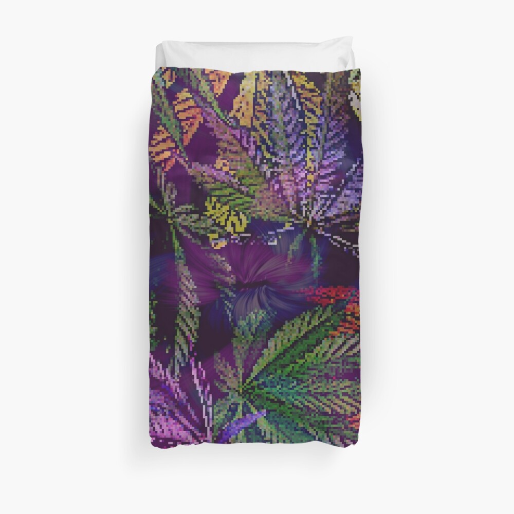 Psychedelic Marijuana Cannabis Leaves Duvet Cover