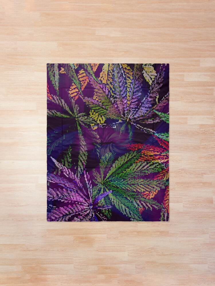 Alternate view of Psychedelic Marijuana Cannabis Leaves Comforter