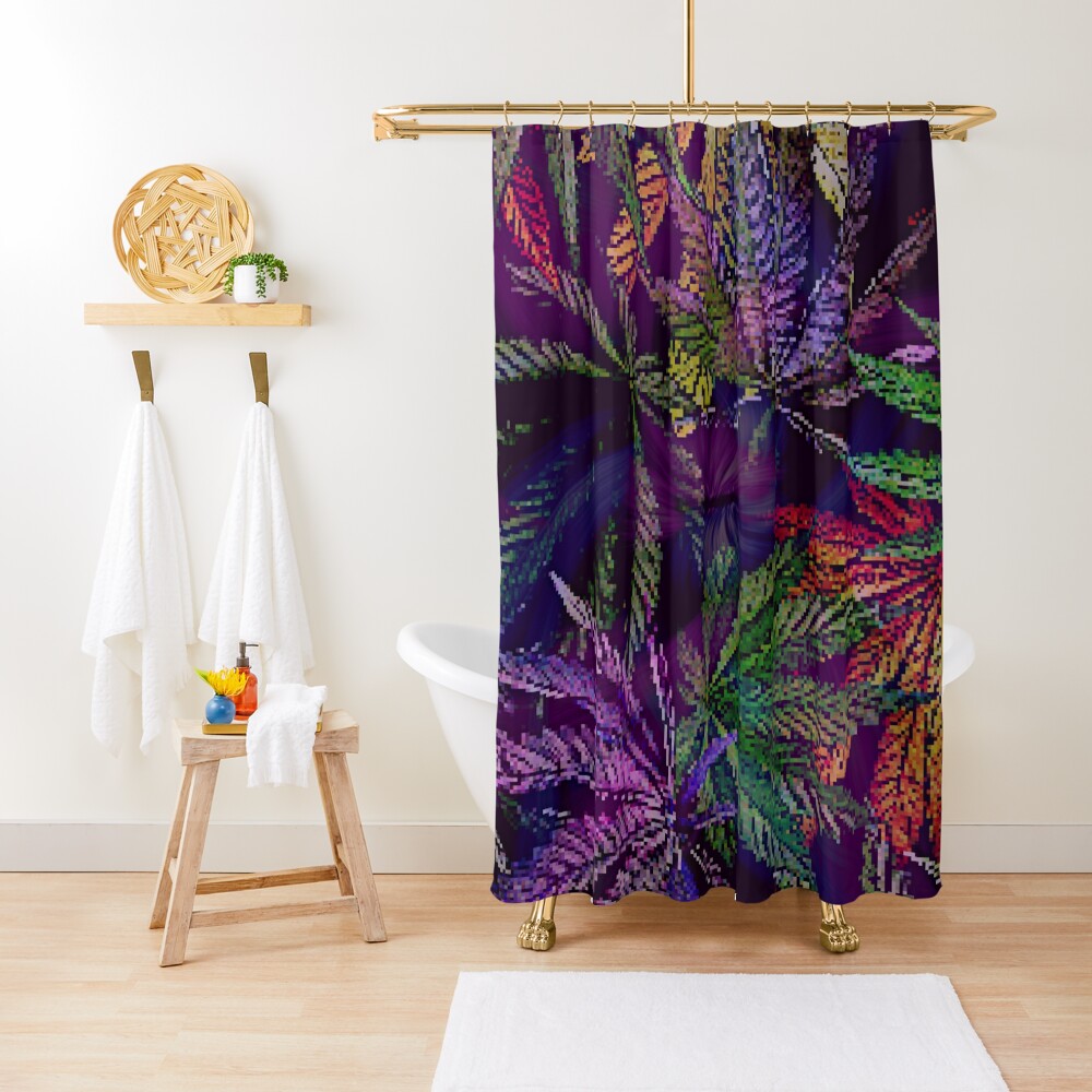 Psychedelic Marijuana Cannabis Leaves Shower Curtain
