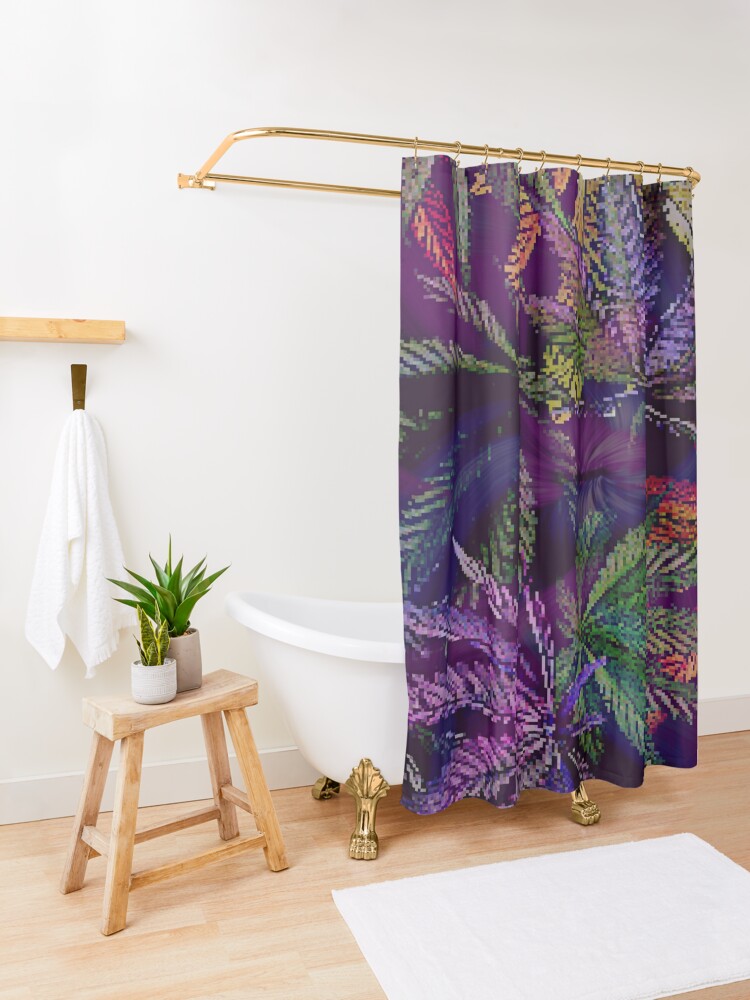 Alternate view of Psychedelic Marijuana Cannabis Leaves Shower Curtain