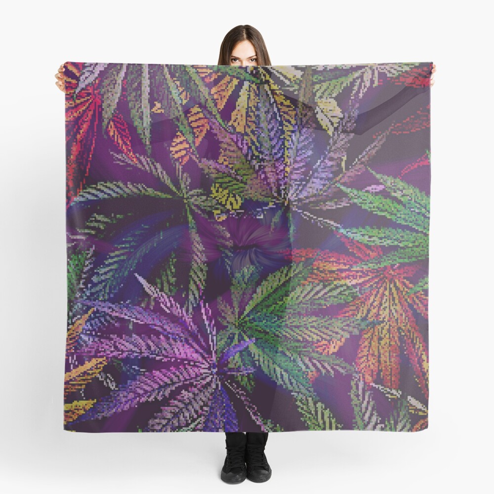 Psychedelic Marijuana Cannabis Leaves Scarf