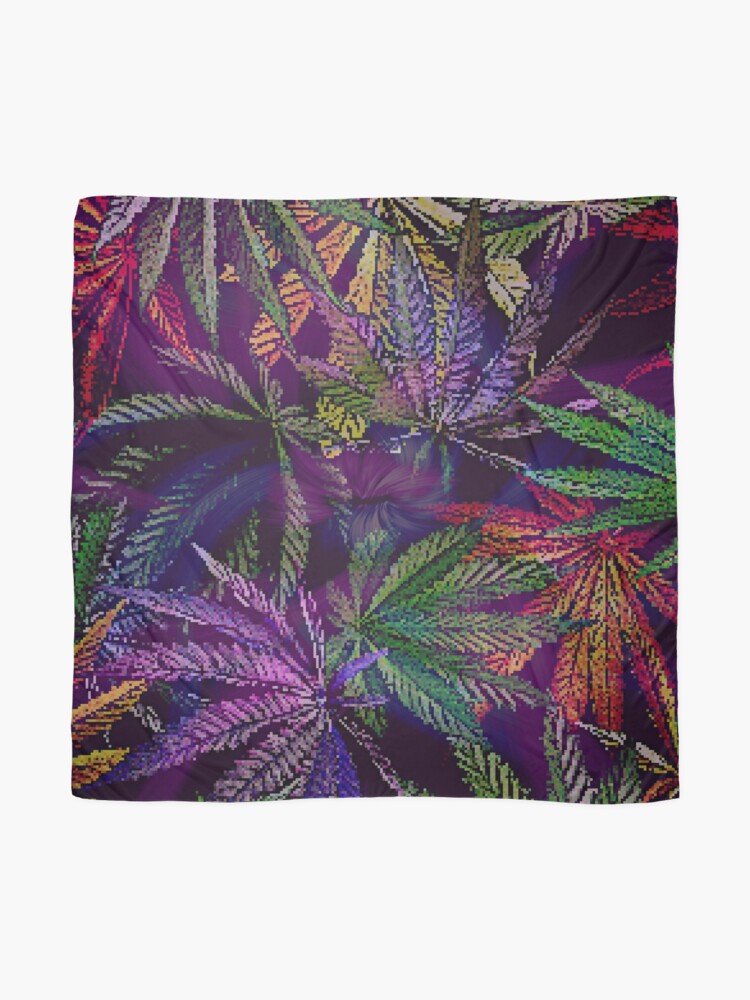 Alternate view of Psychedelic Marijuana Cannabis Leaves Scarf