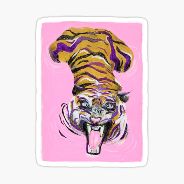 Tiger in the pink bath Sticker