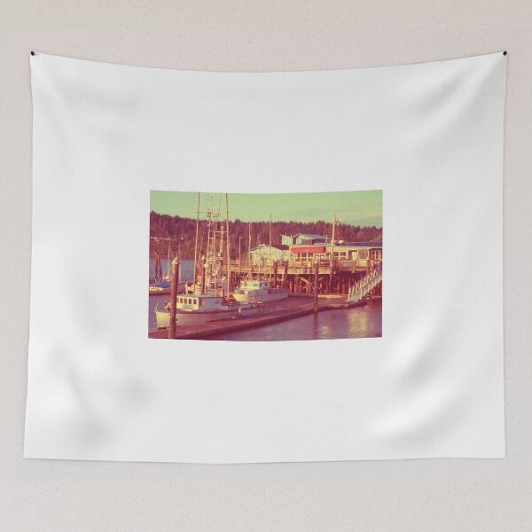 Item preview, Fishing boats docked on the river designed and sold by jklune.