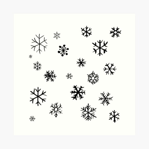 Snowflakes (black) Art Print