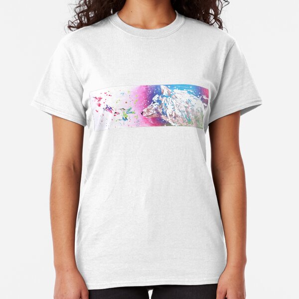 Loup et colibris "Colorez ma vie" T-shirt classique