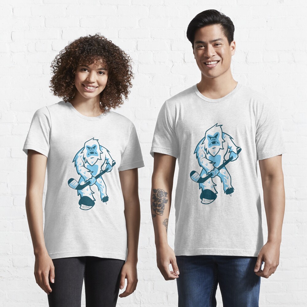 Really Awesome Shirts Bigfoot Hockey Shirt - Sasquatch Ice Hockey T-Shirt Men's Small / White