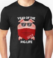Year of the Pig Life 2019 with Bandana and Shades Thug Life Pig Unisex T-Shirt