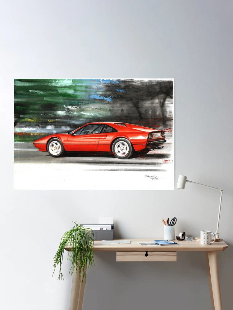 Ferrari 308 GTS/GTB Flat Illustration Poster for Sale by blackdogshop