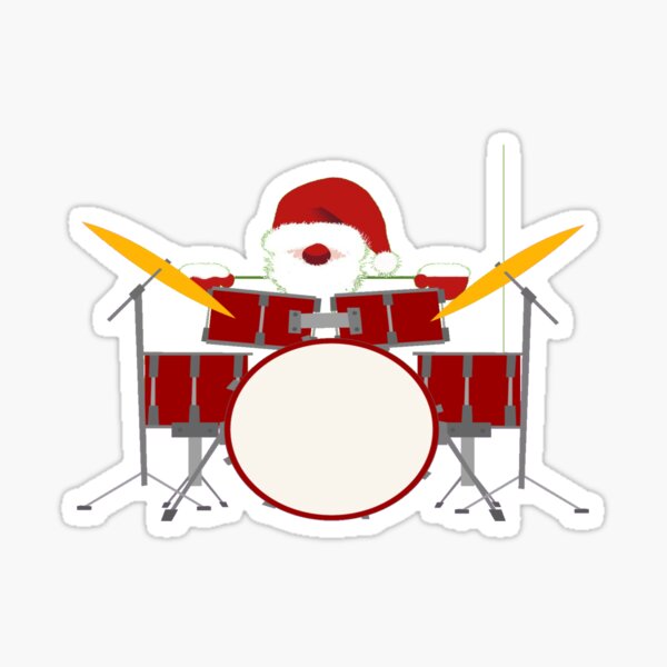 Christmas Drum cute Santa Drummer T-Shirt & accessories Sticker