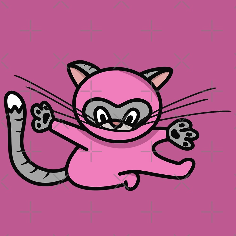 The Grey Pink Ninja Kitty Kitten 1 3 By Derrickgwood Redbubble