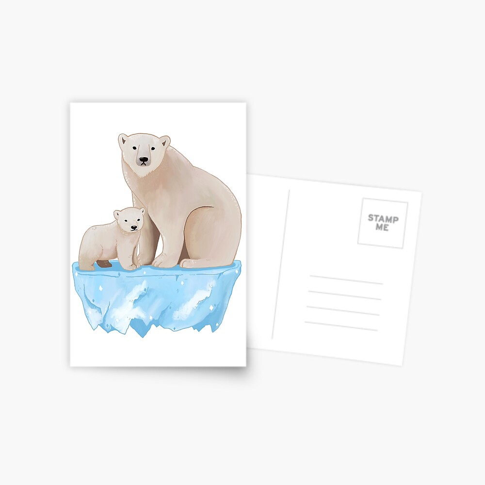 ARCTIC POLAR BEAR Family and Little Girl Far North Breath New Unposted Postcard 