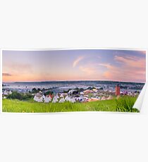 Glastonbury Festival at Sunset Panorama with Tipis Poster