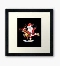 Santa with Rudolph Figure Skating Framed Print