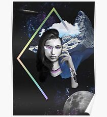 Abstract Robot Space Girl Photo Mashup Collage Poster