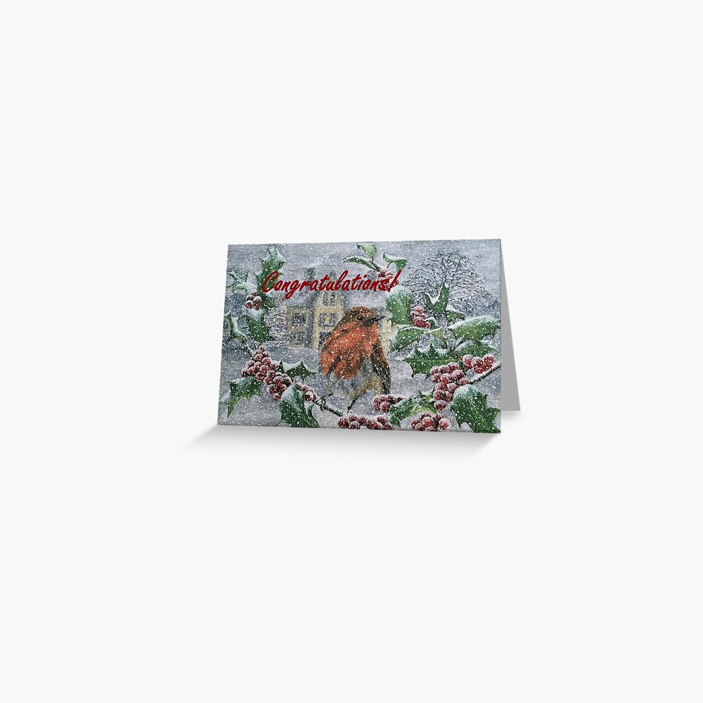 Robin in Snow Congratulations Card Greeting Card