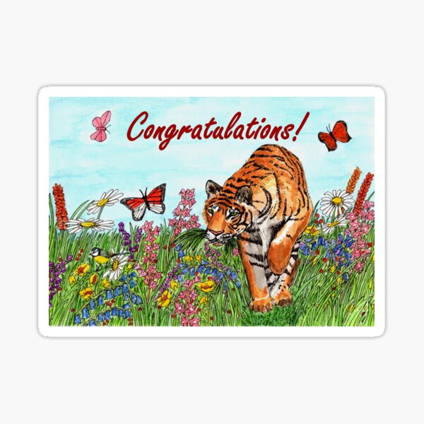 Tiger Congratulations Card Sticker