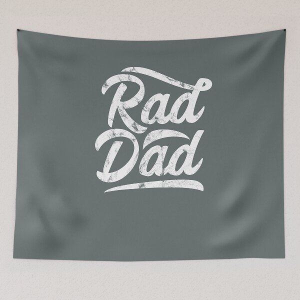 Item preview, Rad Dad distressed effect white script text designed and sold by Scoopivich.