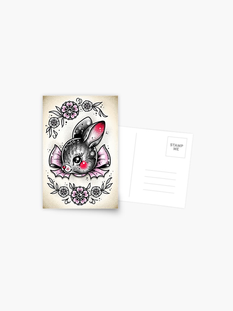 Icon tattoo style cute bunny Royalty Free Vector Image
