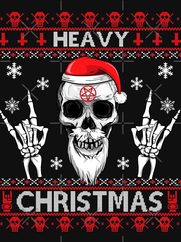 Thumbnail 7 of 7, Classic T-Shirt, HEAVY CHRISTMAS - Ugly Xmas Sweater - HEAVY DEATH BLACK METAL Rocker Rock Horns designed and sold by Frontoni.