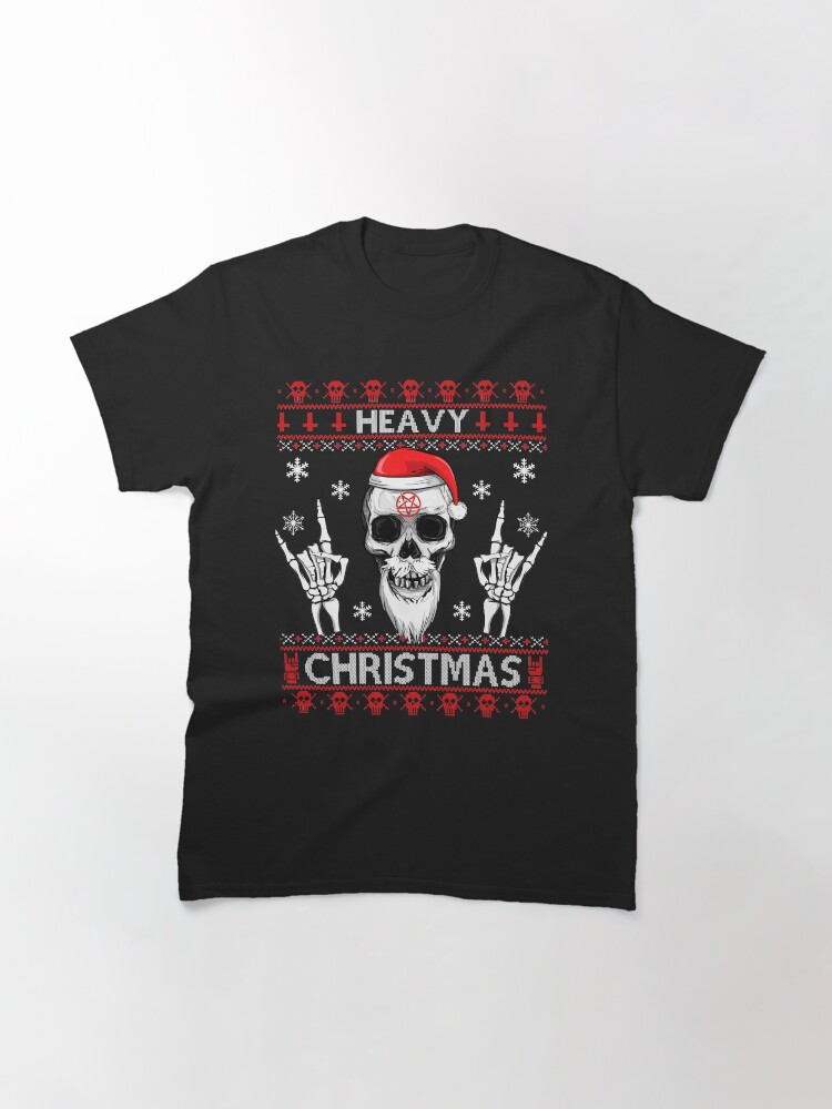 Thumbnail 2 of 7, Classic T-Shirt, HEAVY CHRISTMAS - Ugly Xmas Sweater - HEAVY DEATH BLACK METAL Rocker Rock Horns designed and sold by Frontoni.