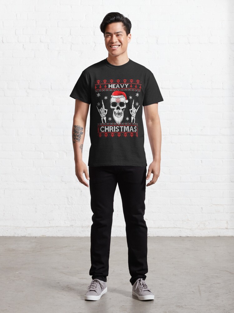 Thumbnail 3 of 7, Classic T-Shirt, HEAVY CHRISTMAS - Ugly Xmas Sweater - HEAVY DEATH BLACK METAL Rocker Rock Horns designed and sold by Frontoni.