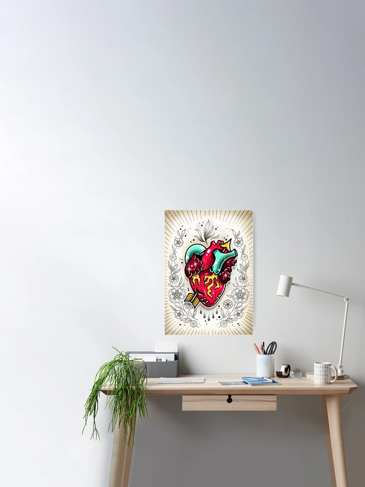 Cupid Anatomical Heart with Arrow Cute Traditional Tattoo Flash Poster for  Sale by Ella Mobbs