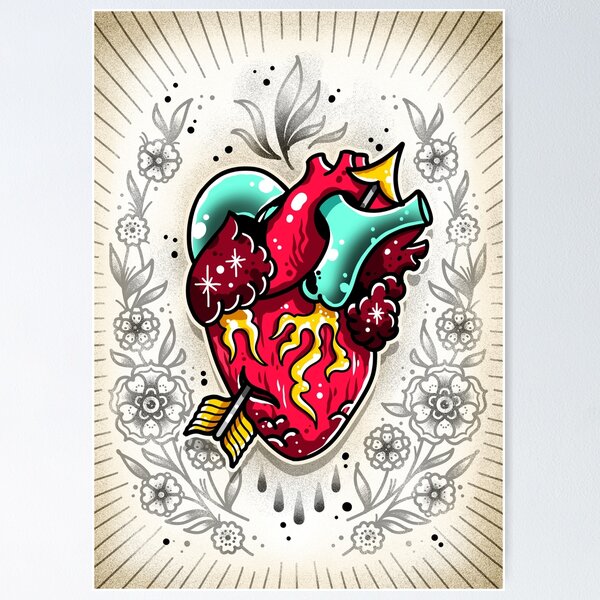 Little Red Anatomical Heart Temporary Tattoo set of 3 - Etsy