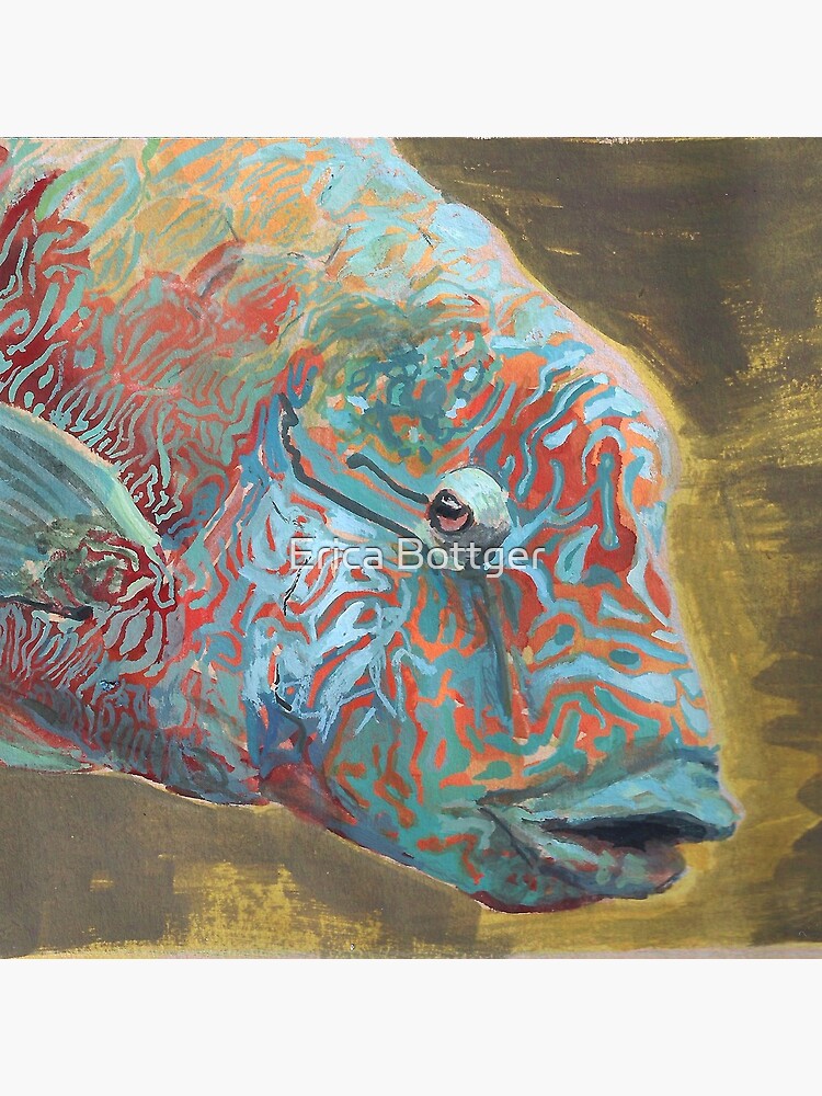 Thumbnail 4 of 4, Pillow, Endangered animal Alphabet - Humphead Wrasse designed and sold by EricaBottger.