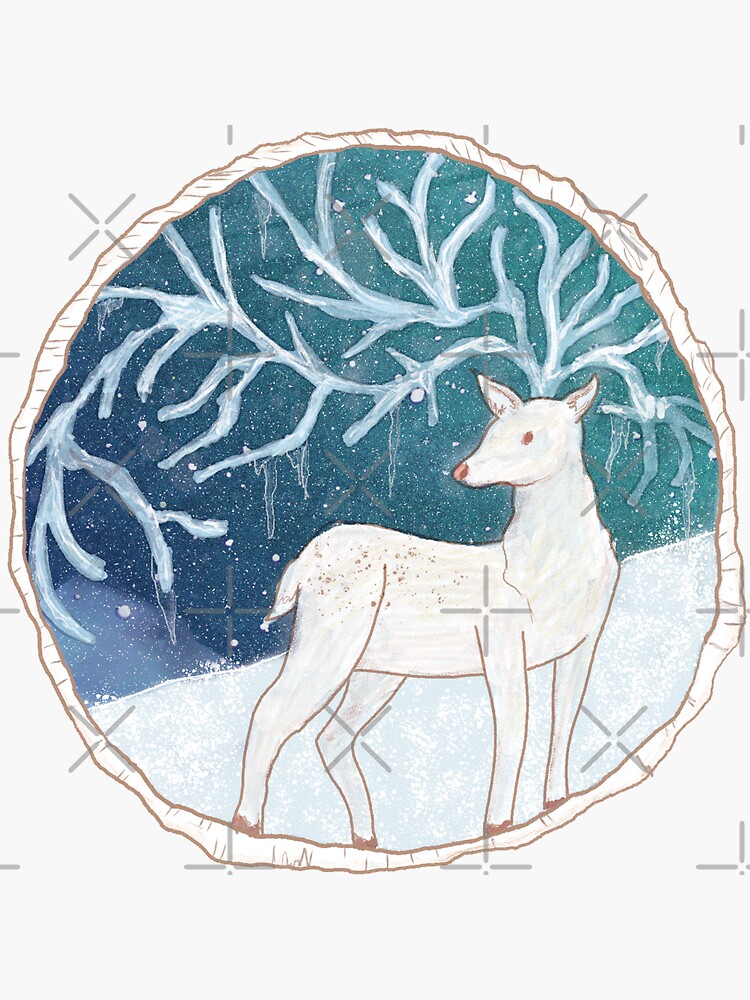 Thumbnail 3 of 3, Sticker, Arctic Icicle Stag designed and sold by tinaschofield.