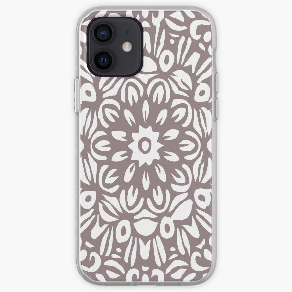 Floral Burst, White & Grey Mandala 5 iPhone Soft Case