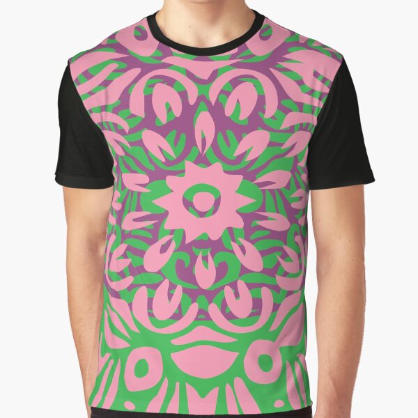 Floral Burst, Light Pink, Purple & Green Mandala 7 Graphic T-Shirt