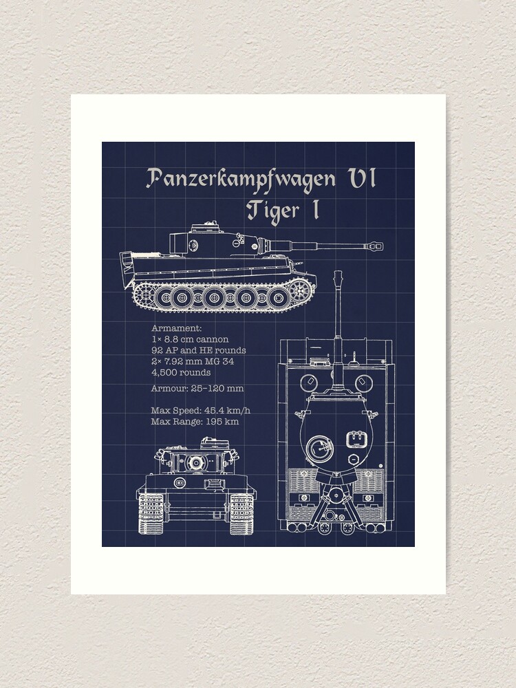 Panzerkampfwagen VI Tiger I Blueprint Art Print for Sale by The War Effort