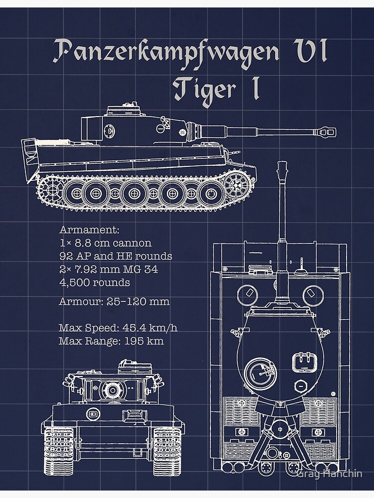 Panzerkampfwagen VI Tiger I Blueprint Art Print for Sale by The War Effort