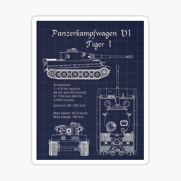Vista previa del artículo con la obra «Panzerkampfwagen VI Tiger I Blueprint», diseñado y vendido por The War Effort.