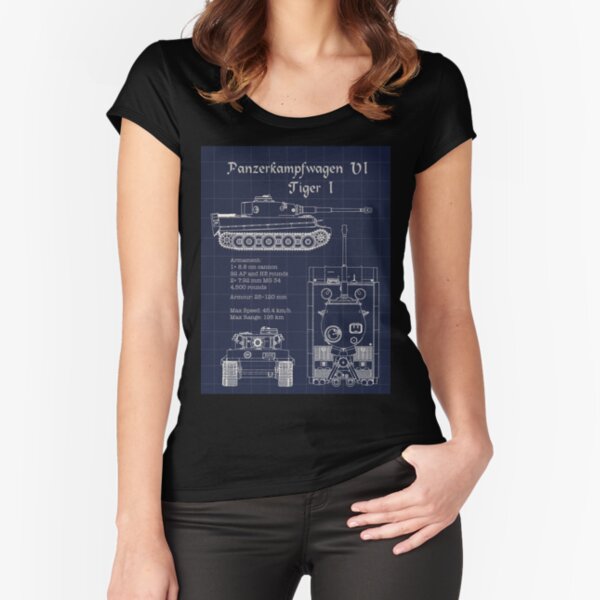 Panzerkampfwagen VI Tiger I Blueprint Fitted Scoop T-Shirt for Sale by The  War Effort