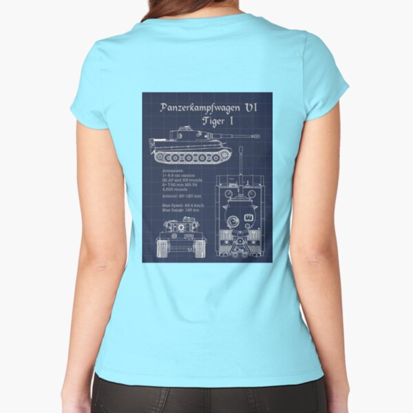 Panzerkampfwagen VI Tiger I Blueprint Fitted Scoop T-Shirt for Sale by The  War Effort