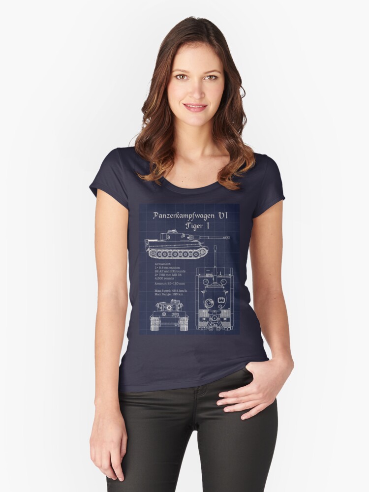 Panzerkampfwagen VI Tiger I Blueprint Fitted Scoop T-Shirt for Sale by The  War Effort