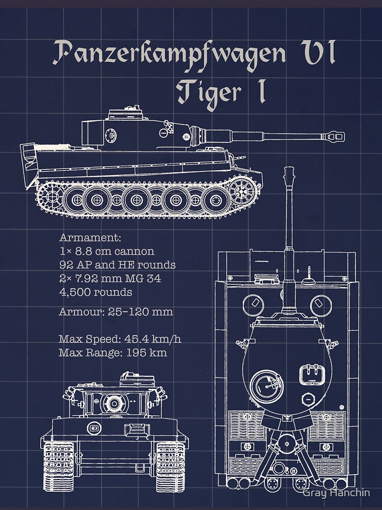 Panzerkampfwagen VI Tiger I Blueprint Fitted Scoop T-Shirt for Sale by The  War Effort