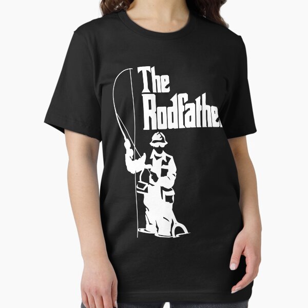 Vista previa del artículo con la obra «La camiseta de pesca de Rodfather», diseñado y vendido por bitsnbobs.