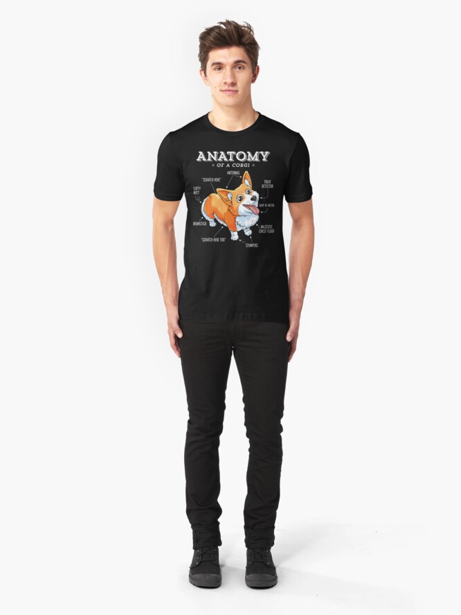Alternate view of Anatomy of a Corgi T-Shirt Funny Corgis Dog Puppy Shirt Slim Fit T-Shirt