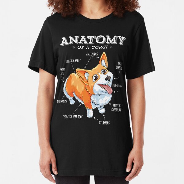 Anatomy of a Corgi T-Shirt Funny Corgis Dog Puppy Shirt Slim Fit T-Shirt