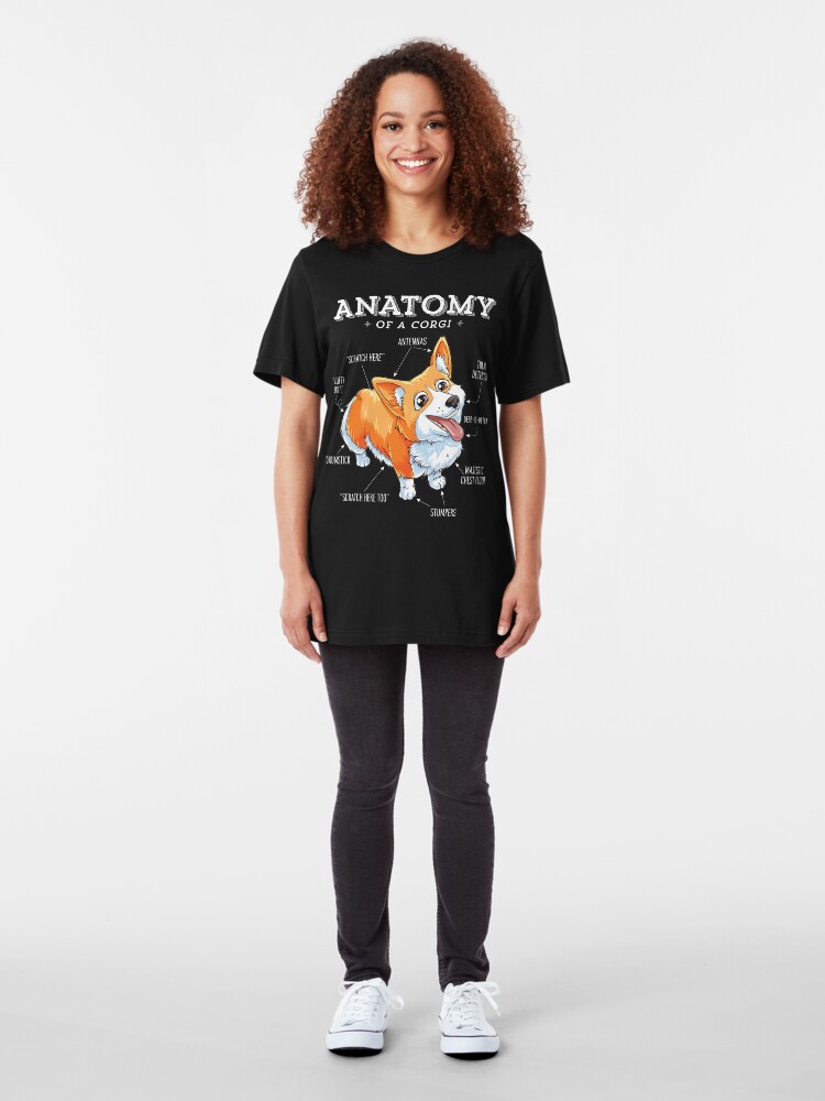 Alternate view of Anatomy of a Corgi T-Shirt Funny Corgis Dog Puppy Shirt Slim Fit T-Shirt