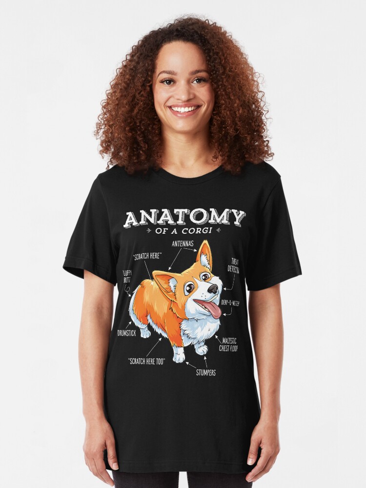 Alternate view of Anatomy of a Corgi T-Shirt Funny Corgis Dog Puppy Shirt Slim Fit T-Shirt