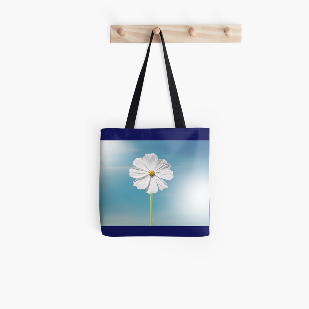 white bag with flowers