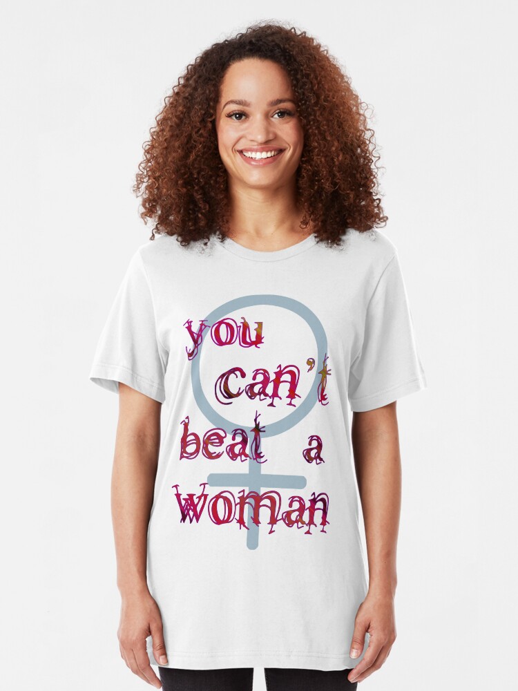 Alternate view of You Can't Beat a Woman Slim Fit T-Shirt